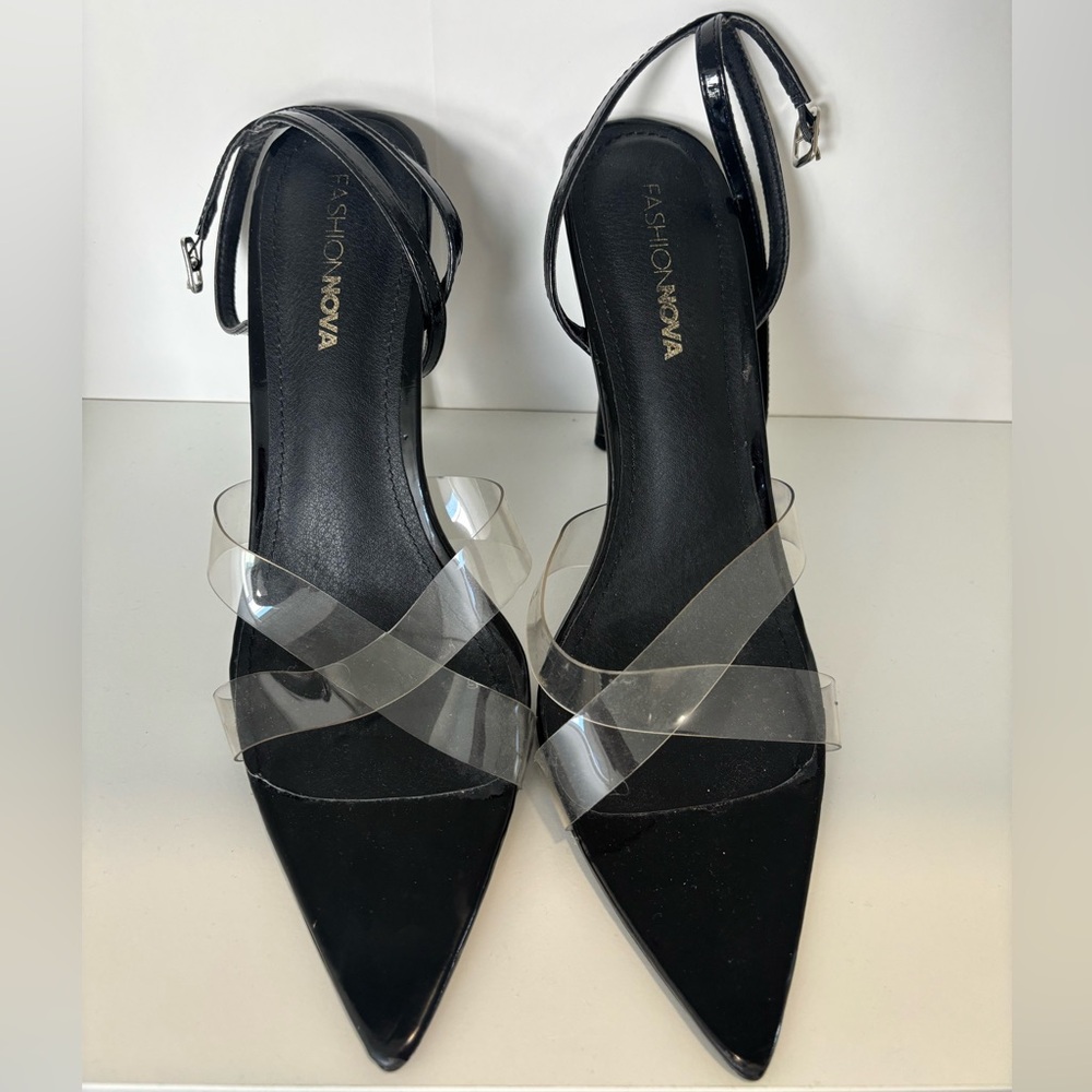 Fashion Nova | Black Heels with Clear Straps